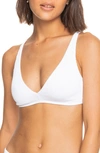 Roxy Juniors Ribbed Love The Oceana V Neck Bikini Top Ribbed Bikini Bottoms Women's Swimsuit In White