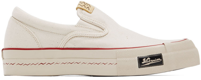 Visvim Zahra Slub Cotton-canvas Slip-on Shoes In White