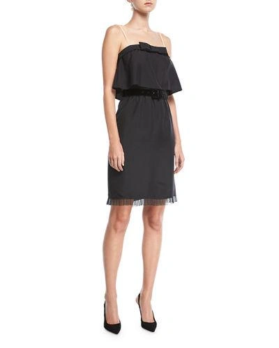 Marc Jacobs Textured Silk Popover Dress In Black