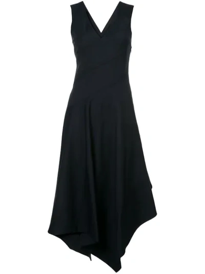 Derek Lam Sleeveless Asymmetric Midi Dress In Black