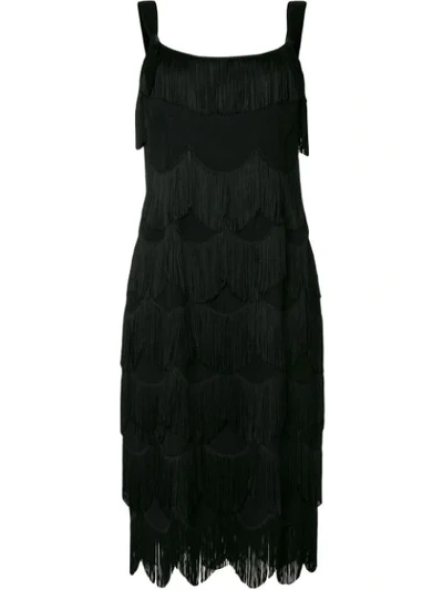 Marc Jacobs Sleeveless Scalloped Fringe Cocktail Dress In Nero