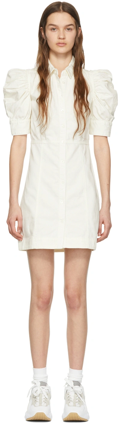 Frame Gillian Button-front Puffed Sleeve Mini Dress In Ecru
