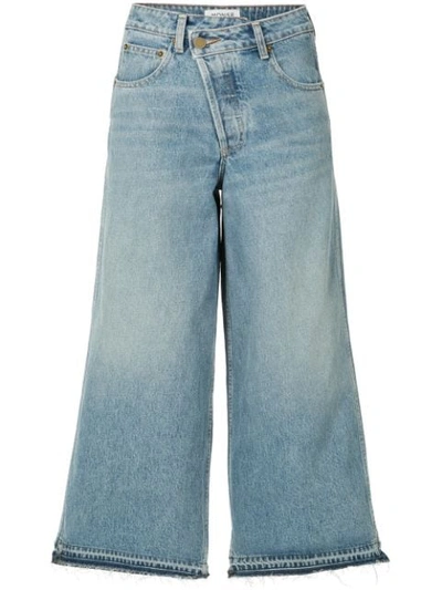 Monse Asymmetric Cropped Wide-leg Jeans In Blue