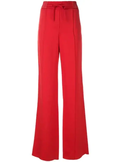 Valentino Wide-leg Hammered Satin Pants In Red