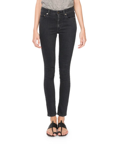 Saint Laurent Skinny Mid-rise Denim Jeans In Black