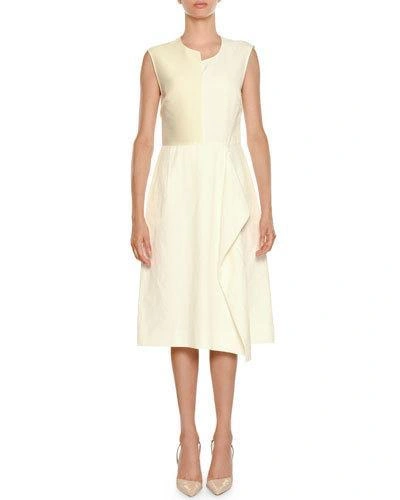 Stella Mccartney Asymmetric Sleeveless Sheath Dress With Ruffle Detail In Cream