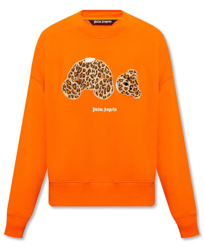Palm Angels Cotton Logo Sweatshirt In Orange