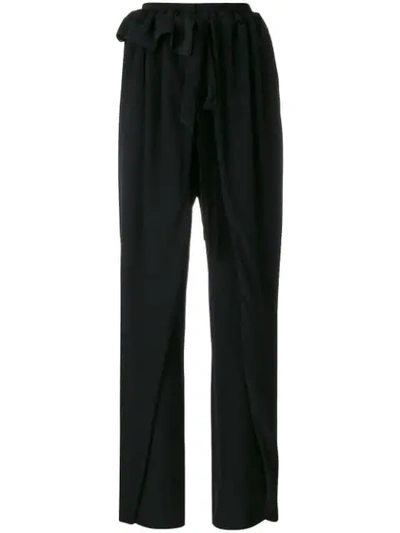 Stella Mccartney Apron-front Wide-leg Silk Crepe De Chine Pants In Black