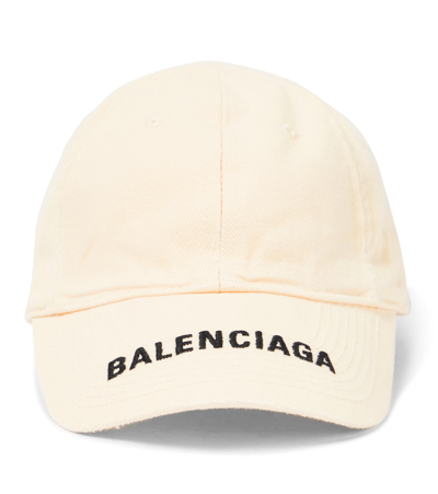 Balenciaga Logo Cotton Baseball Cap In 黑色