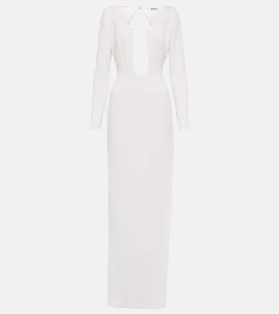 Monot Cutout Mesh-trimmed Crepe Gown In White