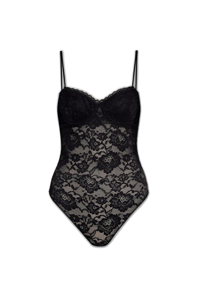 Oseree Lace Bodysuit In Black