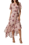 Astr Floral Print Dress In Dark Blush Multi Floral