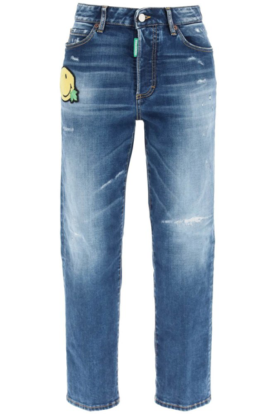 Dsquared2 Smiley Boston Straight-leg Jeans In Blue