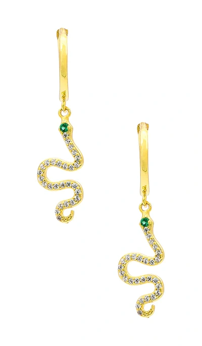 Adinas Jewels Dangling Snake Huggies In Gold