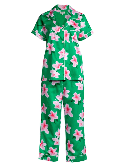 Bedhead Pajamas Elegant Azaleas Floral-print Pajama Set In Green