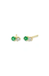 Zoë Chicco Women's 14k Yellow Gold, Emeralds & White Diamonds Stud Earrings