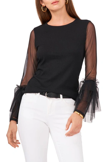 Vince Camuto Back Zip Sweater In Rich Black