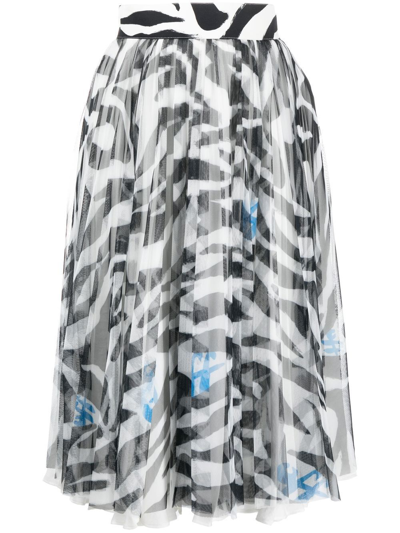 Off-white Leopard Print Pleated Skirt In White