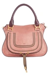 Chloé Marcie Medium Mix-leather Satchel Bag In Canyon Rose Suede/gold