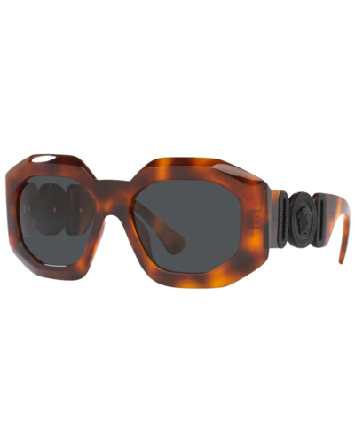 Versace Dark Grey Irregular Ladies Sunglasses Ve4424u 521787 56 In Brown