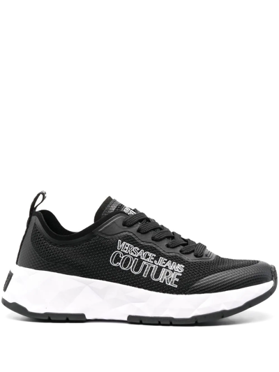 Versace Jeans Couture Logo-print Lace-up Trainers In Black