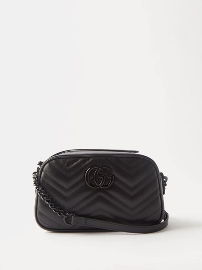 Gucci Gg Marmont 2.0 Small Leather Cross-body Bag In Black