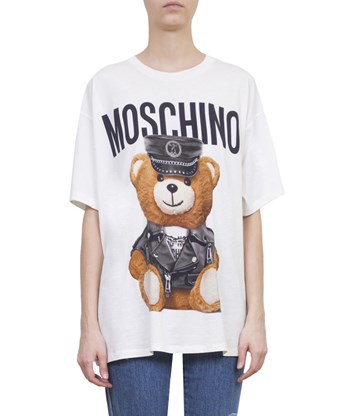 Moschino Teddy Bear Printed Cotton Jersey T-shirt, White | ModeSens