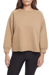 Sage Collective Sage Collective Contrast Stitch 3/4-sleeve Sweatshirt In Kelp