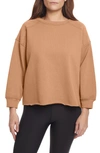 Sage Collective Sage Collective Contrast Stitch 3/4-sleeve Sweatshirt In Lion