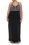 Boho Me V-neck Spaghetti Strap Embroidered Maxi Dress In Black