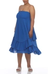 Boho Me Smocked Bandeau Convertible Dress & Skirt In Lapis Blue