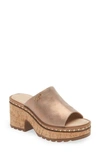Karl Lagerfeld Clarina Womens Leather Comfort Wedge Sandals In Latte