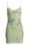 Bp. Lace Cami Mesh Minidress In Green Delicate Line Floral