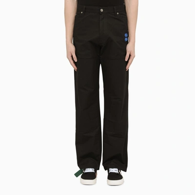 Off-white Black Logo-print Cargo Trousers