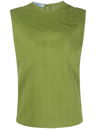 Prada Top With Jacquard Pattern In Green