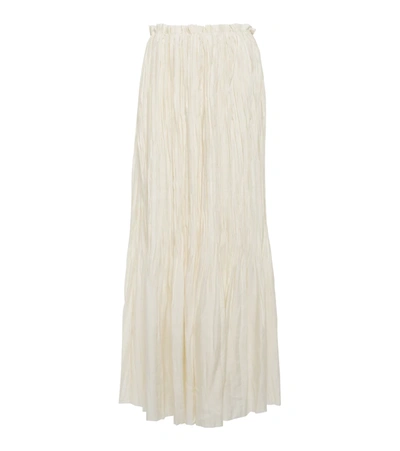 Khaite Cersi Pleated Cupro Maxi Skirt In Ivory