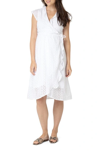 Nom Maternity Florence Eyelet Embroidered Maternity Dress In White
