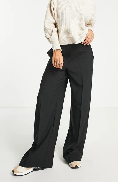 Asos Design Relaxed Wide Leg Flare Pant In Black
