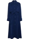 Stella Mccartney Long Button-front Trench Dress In Blue