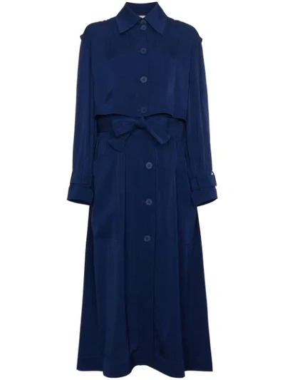 Stella Mccartney Long Button-front Trench Dress In Blue