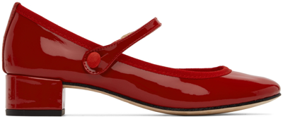 Repetto Red Patent Rose Mary-jane Heels