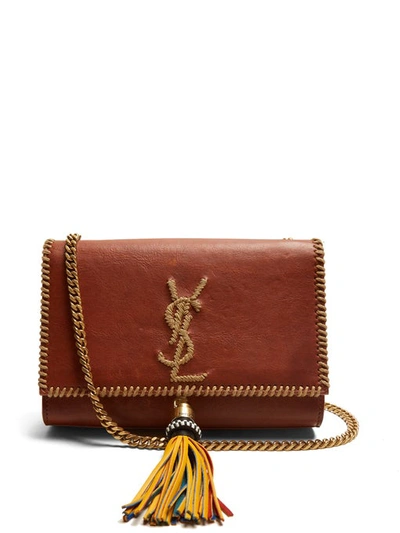 Saint Laurent Kate Monogram Ysl Small Whipstitch Crossbody Bag In Tan