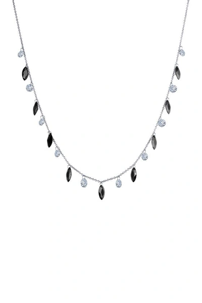 Lafonn Sterling Silver Lassaire In Motion Simulated Stone Raindrop Necklace In White-black