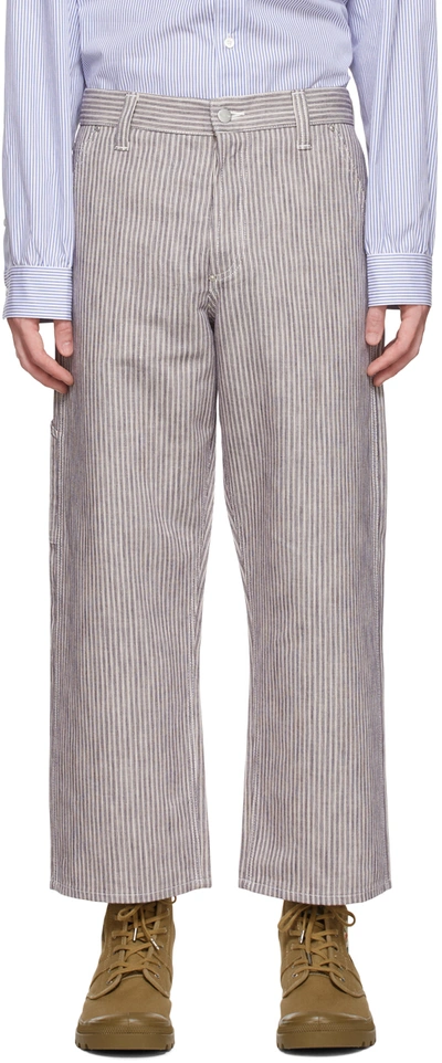 Junya Watanabe Navy Carhartt Edition Ramie Trousers In White