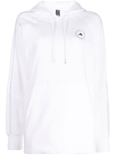 Adidas By Stella Mccartney Logo-print Organic-cotton Hoodie In White
