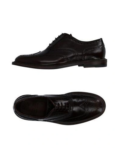 Green George Laced Shoes In Dark Brown