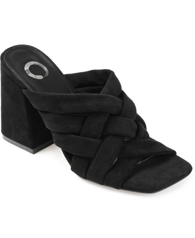 Journee Collection Women's Dorisa Woven Block Heel Sandals In Black