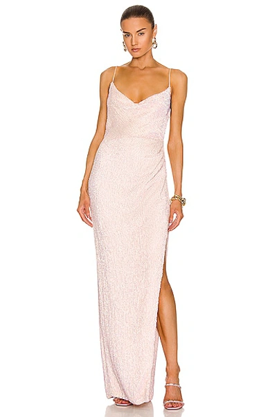 Retroféte Katya Sequined Cowl Neck Maxi Dress In Taffy Pink