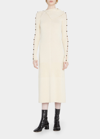 Proenza Schouler Button Keyhole-sleeve Rib Midi Dress In Ecru