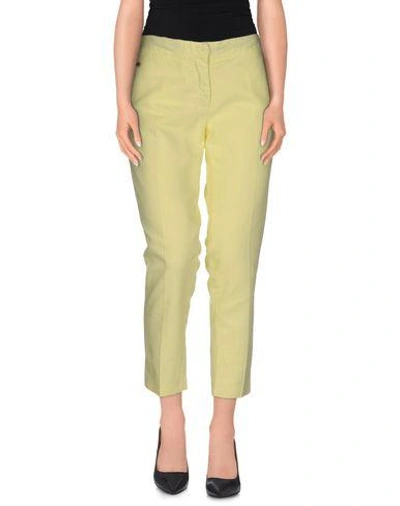 Manila Grace Cropped Pants & Culottes In Light Yellow